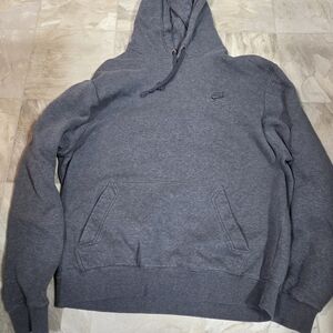 Nike Dark Gray Pullover Hoodie with Embroidered Swoosh